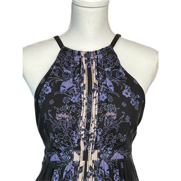 Free People Gray Caught In The Moment Floral Printed Cutout Halter Maxi Dress 2 - Picture 2 of 11